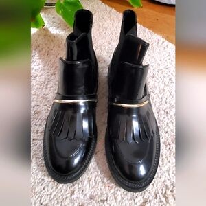 ASOS Black Ankle Boots with Fringe Detail